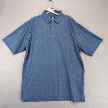 FootJoy Blue Houndstooth Polo Shirt Men&#39;s L Short Sleeve Golf Preppy Casual - $25.00