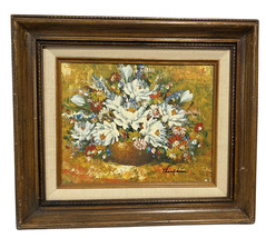 Framed Flower Still Life Oil Canvas Wall Art by Thompson 13&quot;x14&quot; - Home Decor - £49.79 GBP