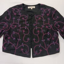 Sarah Elizabeth Women's 14 Black/Red Floral Embroidered One Button Blazer Jacket image 11