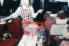 American Airlines Flight Attendant Serving Coffee Cake 35mm Photo Slide ... - £14.80 GBP