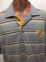 Akademiks XL Gray Yellow Striped Short-Sleeve Polo Shirt - £21.94 GBP