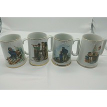 Set of 4 Vintage 1982 Norman Rockwell Museum Collection Coffee Cups Mugs - £14.43 GBP
