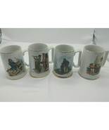 Set of 4 Vintage 1982 Norman Rockwell Museum Collection Coffee Cups Mugs - £14.47 GBP