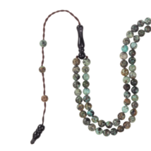 Tasbih African Turquoise 4mm Bead Gemstone - 99 Prayer Beads with Brown Tassel - £17.20 GBP