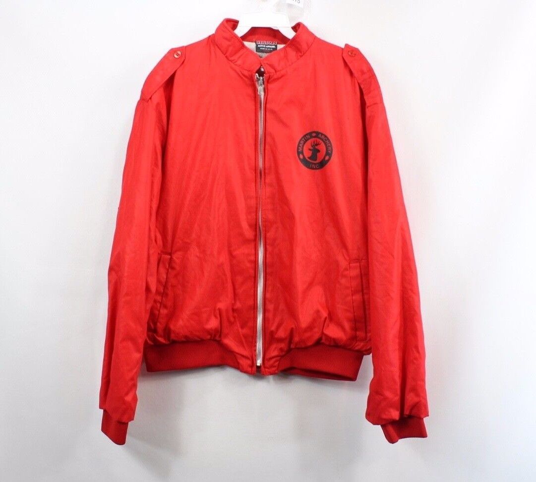 Vintage 80s Martin Archery Co Mens Large Full Zip Lined Bomber Jacket Red  - $38.56