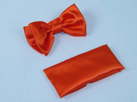 Men's Satin Silky Bow Tie Hankie by J.Valintin Collection #10014 Orange image 2