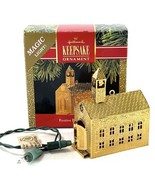 1991 Hallmark Keepsake Ornament Magic Lighted Festive Brass Church - $16.23 CAD