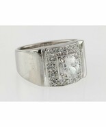 Sterling Silver Oval Cubic Zirconia Solitaire Plauqe Ring Size 11 - $2,753.96 MXN