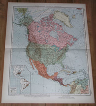 1930 Vintage Map North America United States Canada African American Population - £24.81 GBP