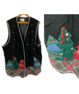 Susan Bristol Corduroy Christmas Vest Size 3X Black Patchwork Countrycor... - $63.59 CAD