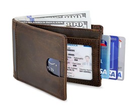 Male Mini Wallets RFID Blocking Vintage Genuine Leather Wallets Credit Card Hold - £58.83 GBP