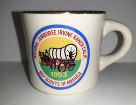 VTG Boy Scouts Coffee MUG National Jamboree 1953 Irvine Ranch, CA Gold Rim BSA - £9.52 GBP