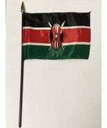New Kenya Mini Desk Flag - Black Wood Stick Gold Top 4” X 6” - £3.93 GBP