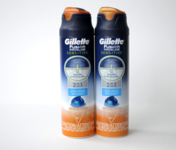 Gillette Fusion Proglide Sensitive 2 in 1 Ocean Breeze Shave Gel 6 oz Lot of 2 - £23.97 GBP
