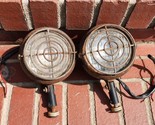Vintage Pair Electric Spotlight Car Beam w/ Protective Grill Cage both W... - $39.59