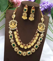 Bollywood Ethnic Indian Bridal CZ Gold Choker Layer Necklace Earring Jewelry Set - £27.96 GBP