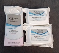 3 Pc. Olay Cleanse Makeup Remover Wipes 25 Towelettes / Facial Cloths 30 (BN4) - £18.49 GBP