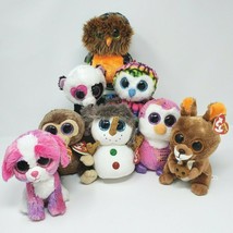 Lot 8 Ty B EAN Ie Boos Owl Sherbet Coconut Buttons Kipper Stuffed Animal Plush Toy - $56.05