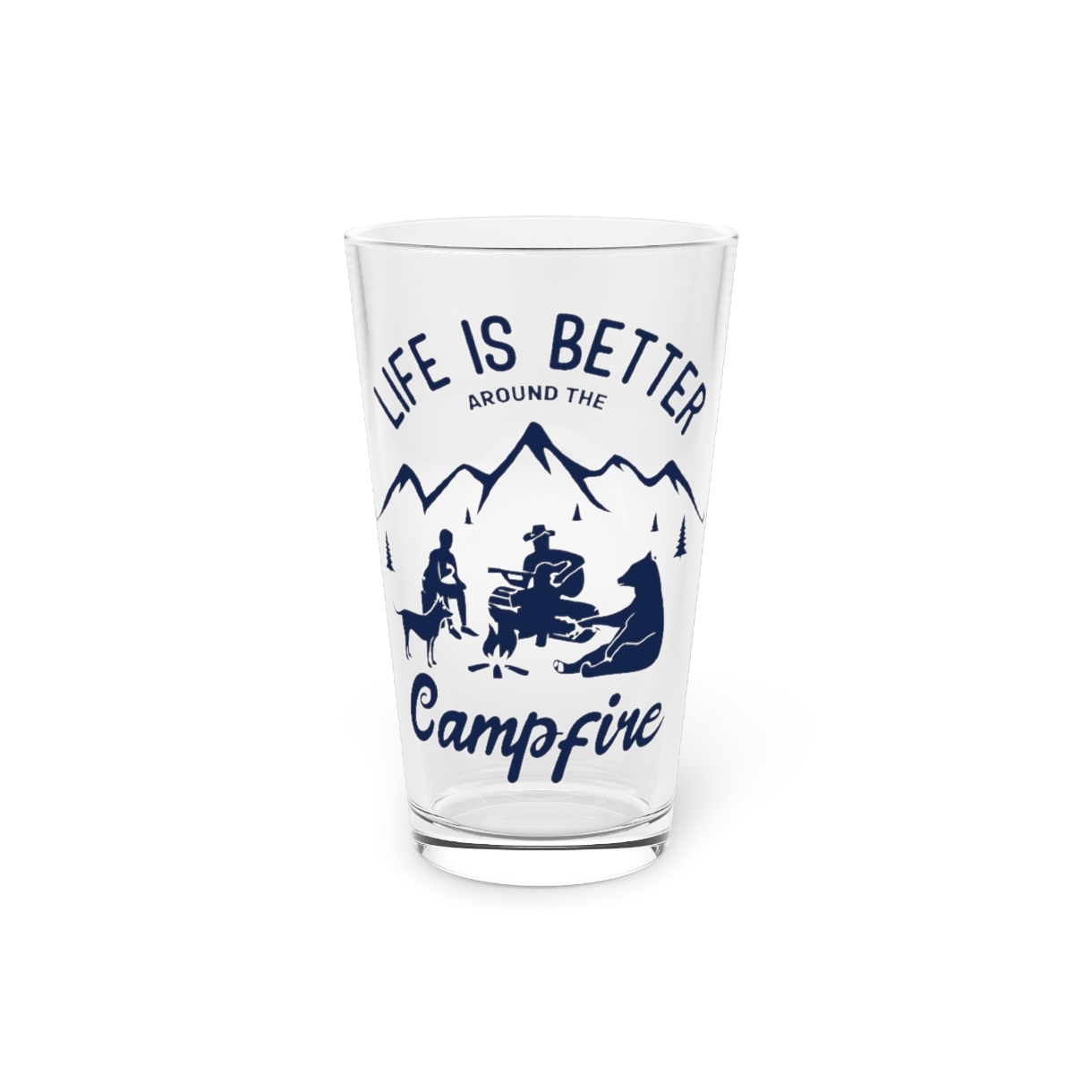 Primary image for Personalized 16oz Custom Pint Glass with Camping Design for Camping Enthusiasts