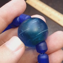 BEAUTIFUL OLD AFRICAN Blue GLASS ANTIQUE BEADED Necklace - $46.00