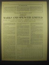 1965 St. Michael Marks and Spencer Limited Ad - In Memoriam - £14.78 GBP