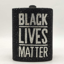 Boutique De Fgg Black Lives Matter Women Crystal Clutch Evening Bag Metal Hard C - £167.98 GBP