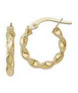 14K yellow gold hoop earrings for women unique twisted design - €219,71 EUR