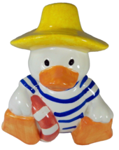 Ceramic Duck with Yellow Hat Vase Holder from Style-Eyes by Baum Brothers 9.5&quot; - £15.32 GBP
