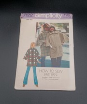 Vintage Simplicity Sewing Pattern 7122 Miss One Size Poncho How to Sew 1975 CUT - £6.61 GBP