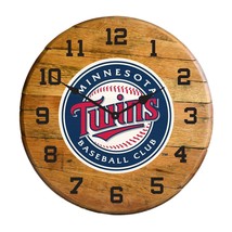 MINNESOTA TWINS AUTHENTIC OAK BARREL 21&quot; CLOCK - $296.01