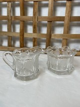 Fostoria Coin Clear Glass Sugar Bowl &amp; Creamer Set - £21.18 GBP