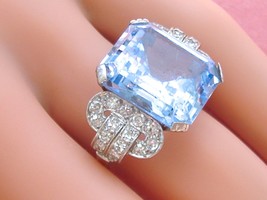 VINTAGE RETRO .70ctw DIAMOND PLATINUM EMERALD CUT COCKTAIL RING MOUNTING... - $1,484.01