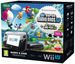 Nintendo Wii U Black Premium Pack (32GB) + New Super Mario Bros.U + New Super Lu - £223.44 GBP+