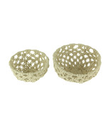 Off-White Handwoven Macrame Decorative Bowls Set of 2 - £23.96 GBP