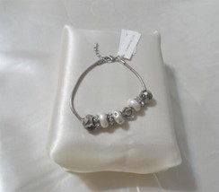 Charter Club 9&quot; Silver Tone Beaded Chain Bracelet A1006 - £14.27 GBP