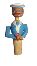 Drinking Sailor ANRI Bottle Stopper Wood Carved Animated Action Vintage Italy - £59.75 GBP