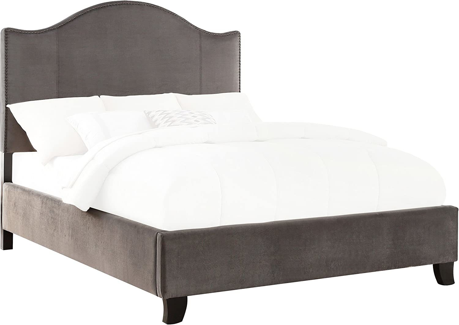 Homelegance Carlow Velvet Upholstered Panel Bed , King, Gray - $450.99