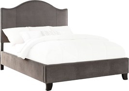 Homelegance Carlow Velvet Upholstered Panel Bed , King, Gray - £367.48 GBP