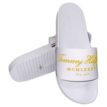 Nwt Tommy Hilfiger Msrp $54.99 Men&#39;s White Slip On Slides Sandals Size 12 13 - £21.38 GBP