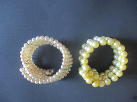 2 Vintage Faux Pearl Jewelry Stretchy Bracelets Wide 1” Costume Cuffs guc - $10.77 CAD
