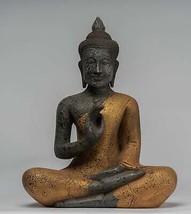 Ancien Khmer Style Cambodge Assis Bois Statue de Bouddha Cours Mudra - 4... - $729.62