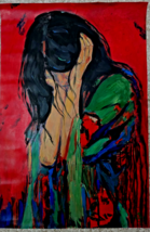 Original Hand Painted Acrylic on Canvas Painting  &quot;Veil of Silence&quot; . Si... - $79.10