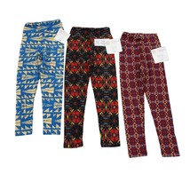 LulaRoe Pants Girls S to M Blue Black Red Comfortable Set of 3 Leggings - £22.85 GBP