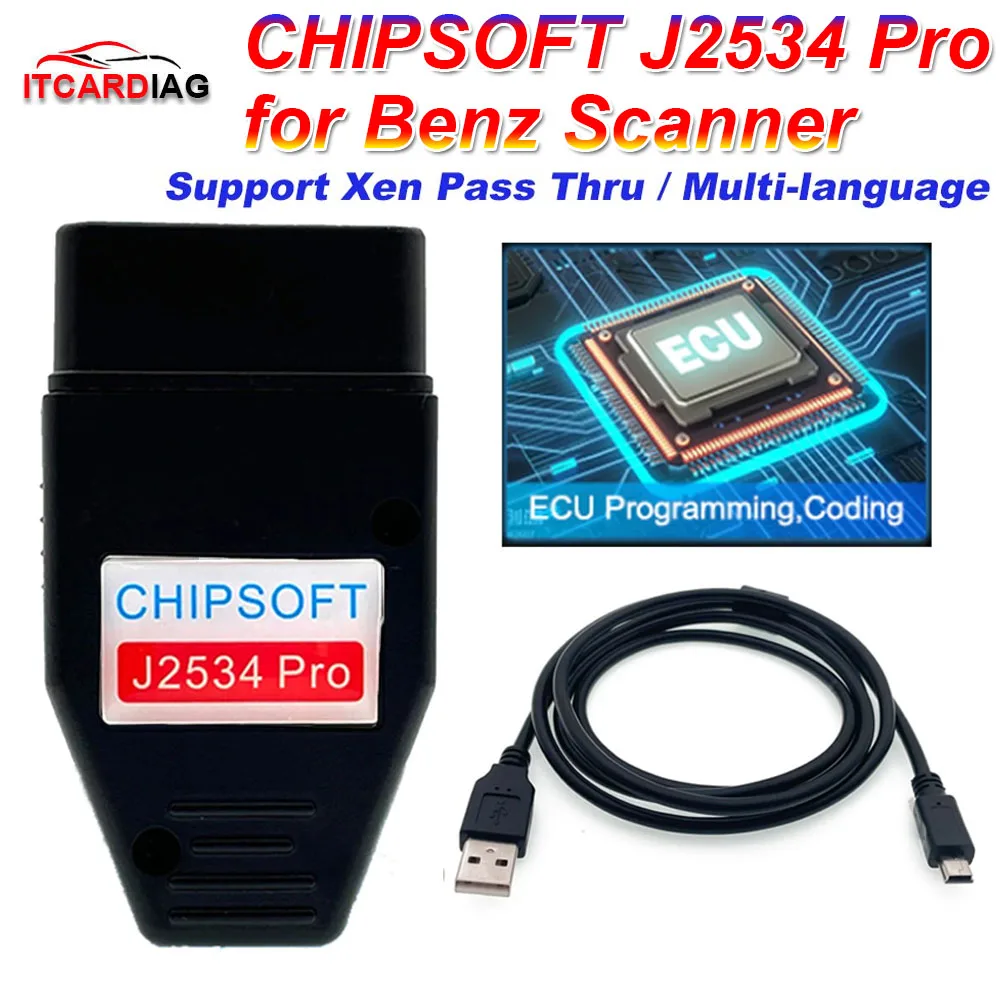 Chipsoft J2534 Pro For Mercedes Benz VCI Diagnostic Cable J2534 Pthru Scanner Si - £150.39 GBP
