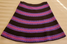 Miami Black Pink Blue Graphic Print Knit Skirt Size Medium Rayon Nylon - £15.54 GBP