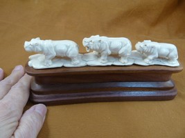 hippo-17) STATUE three Hippos shed ANTLER figurine Bali detailed love hippo - $123.41