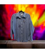 Foxcroft Womens Size 18 Denim Jean Chambra Shirt LS Embroidered Birds Bu... - $28.91 CAD