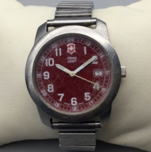 Victorinox Watch Men 38mm Swiss Army Red Dial Date Stretch Band New Battery - £46.96 GBP