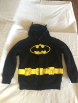 Batman jacket Size 6 7 small mask hoodie DC Comics zipper black   - £10.38 GBP