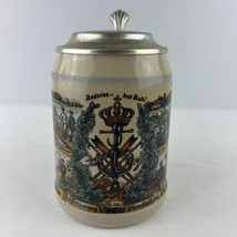 Bavarian Commemorative Beer Stein Made In Germany 95% Pewter Lid Vintage Scene 1 - £38.93 GBP